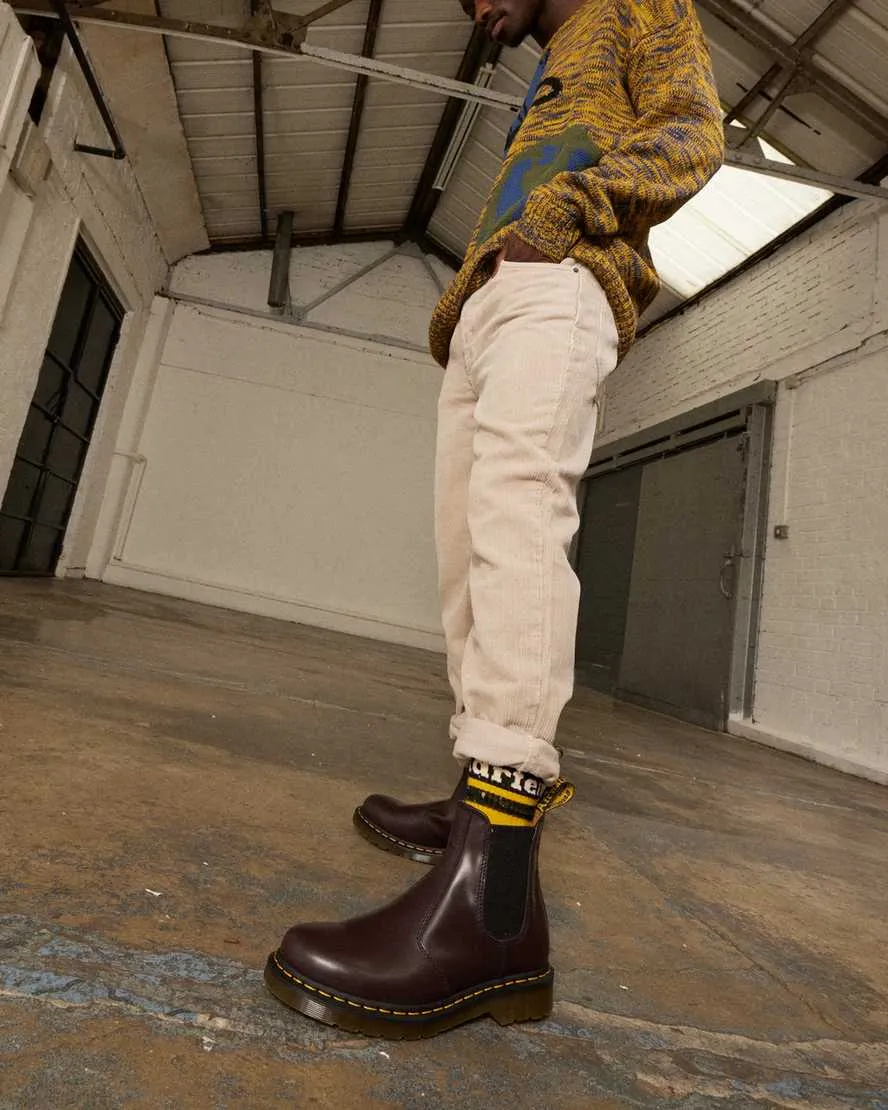2976 Yellow Stitch Smooth Leather Chelsea Boots - Burgundy Vintage