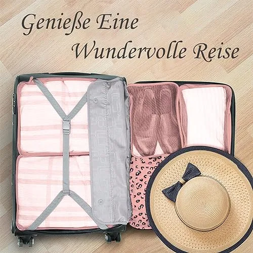 8-Piece Suitcase Organisers, Packing Cubes for Travel and Holidays, Travel Organiser Includes Cosmetic Bag, Shoe Bag, Suitcase Organiser Set for Home Storage