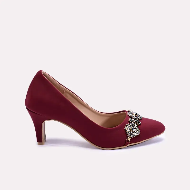 Araminta Maroon Fancy Court Shoes 0431151