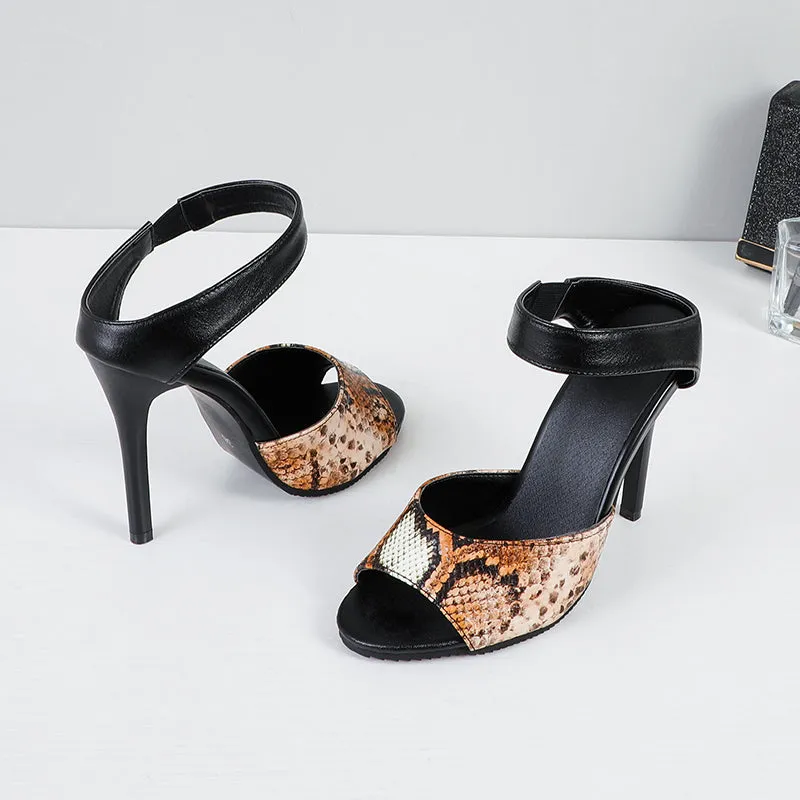 Bigsizeheels Jelly Stiletto Heel Backless Color Block Mules - Brown
