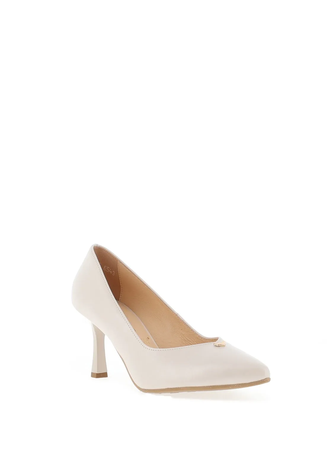 Bioeco by Arka Leather Pointed Toe Court Shoe, Pearl
