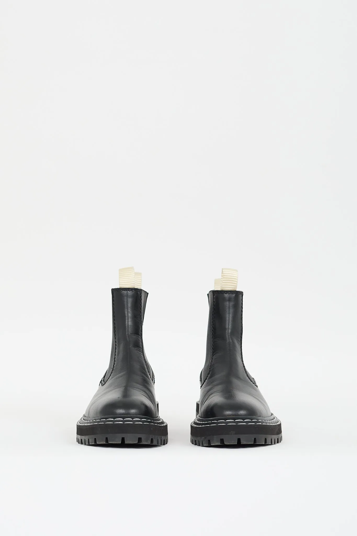 Black Leather Contrast Stitch Chelsea Boot