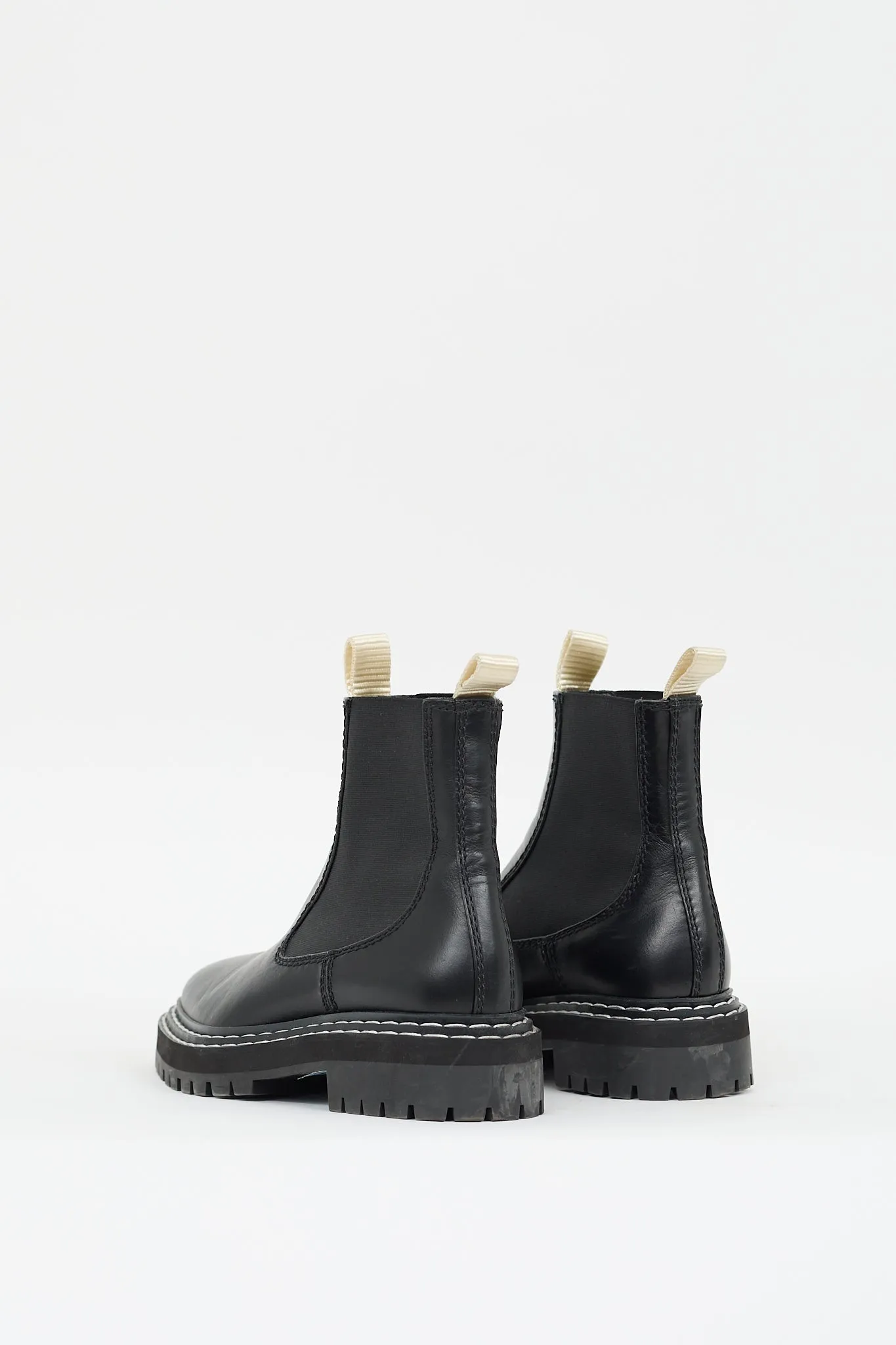 Black Leather Contrast Stitch Chelsea Boot
