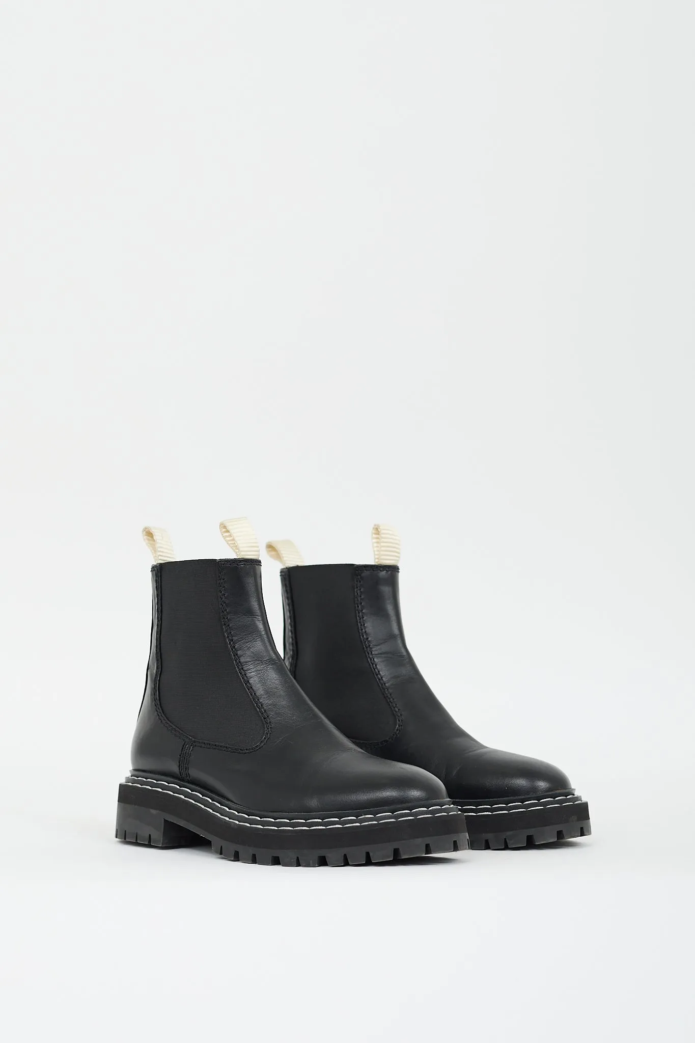 Black Leather Contrast Stitch Chelsea Boot