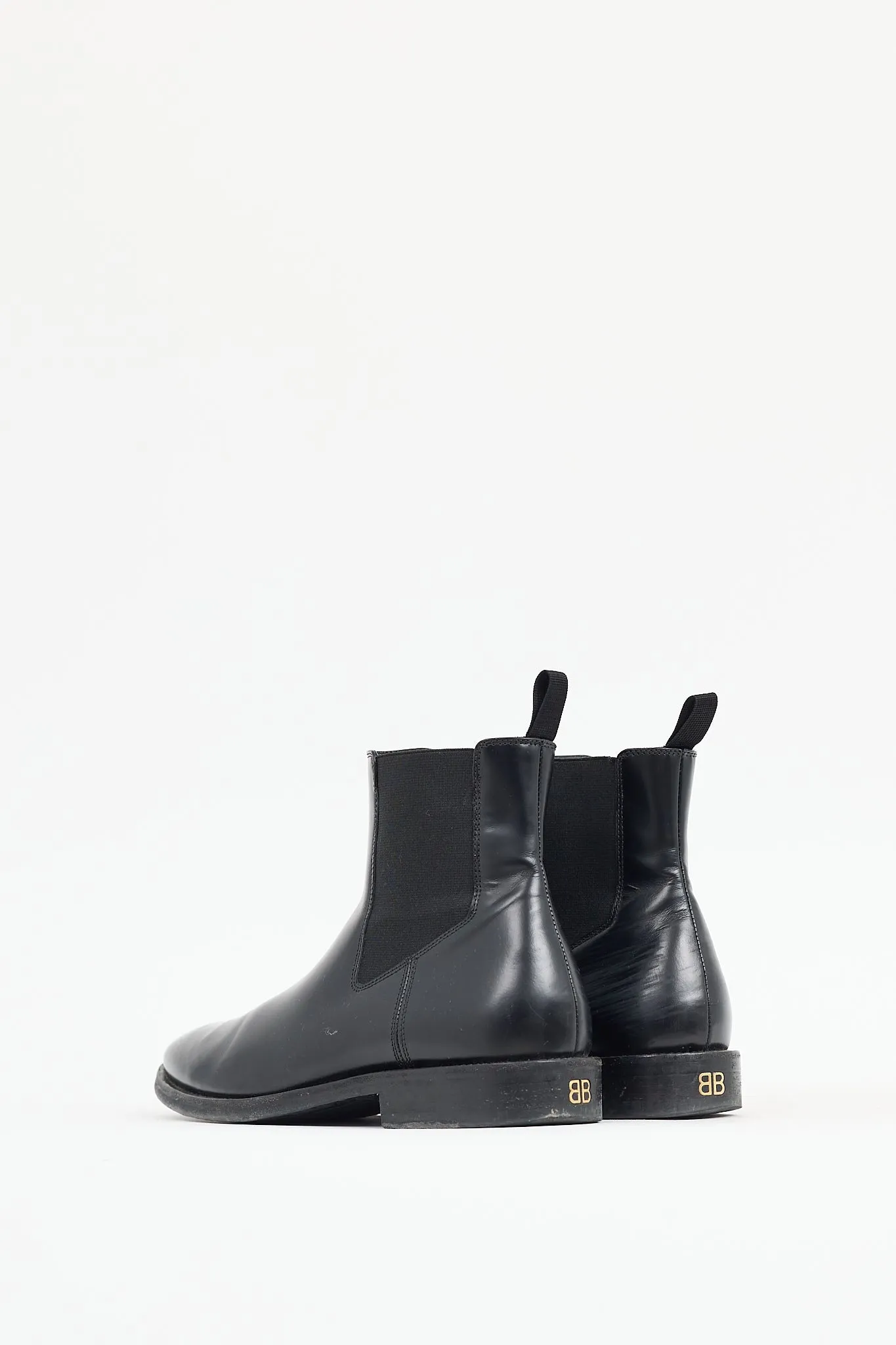 Black Leather Logo Chelsea Boot