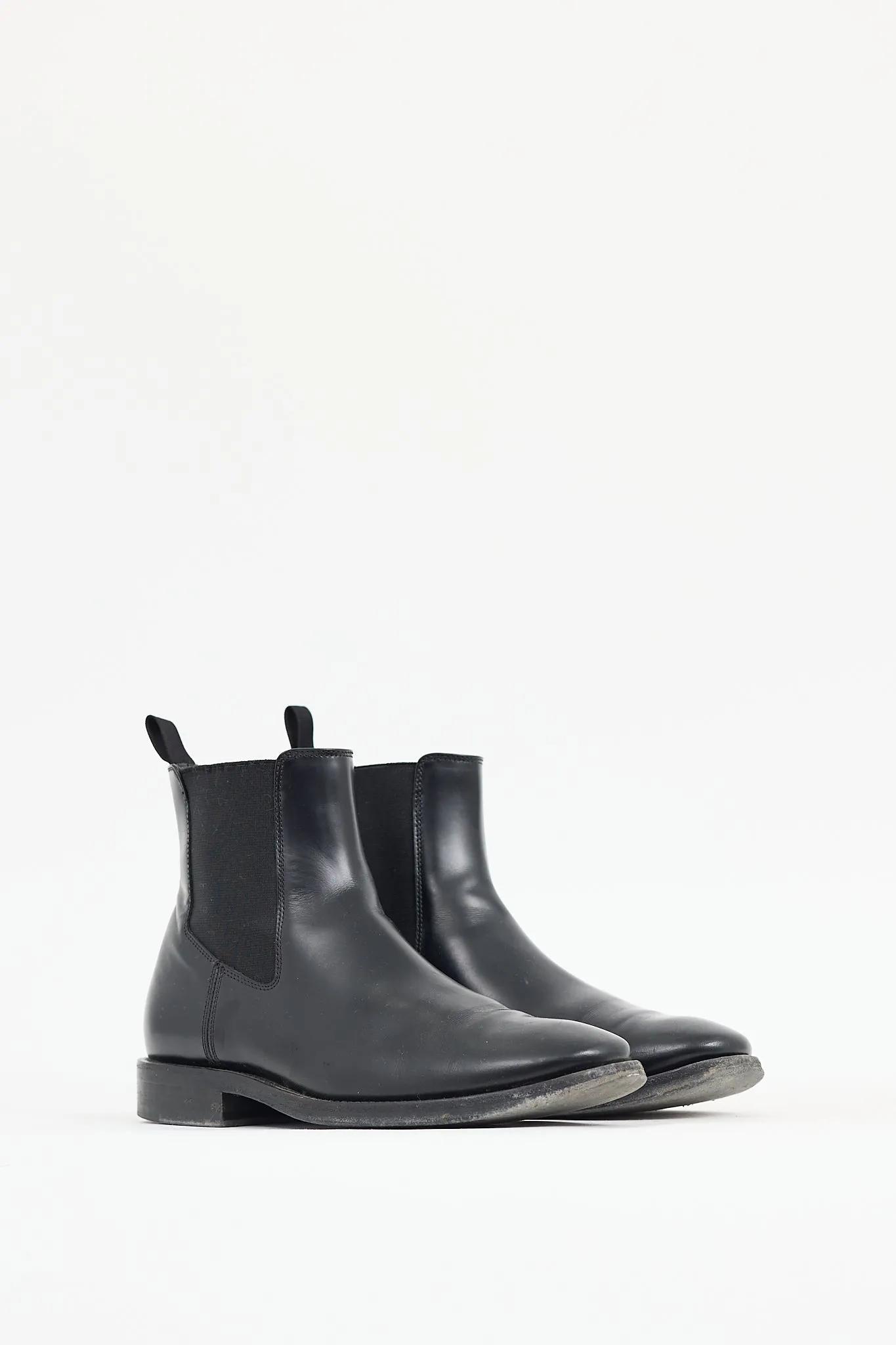 Black Leather Logo Chelsea Boot