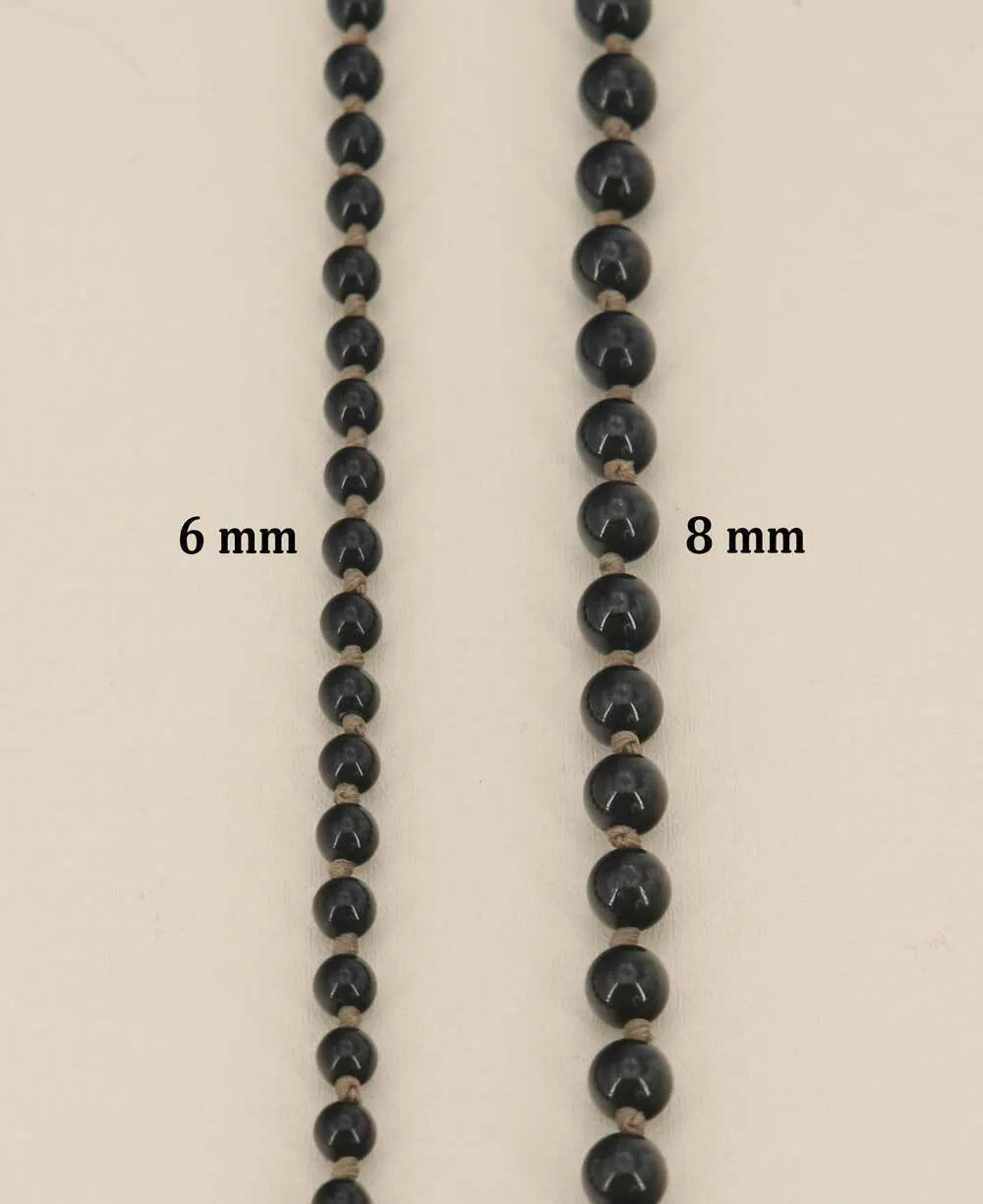 Black Onyx and Lapis Meditation Mala, Knotted 108 Beads