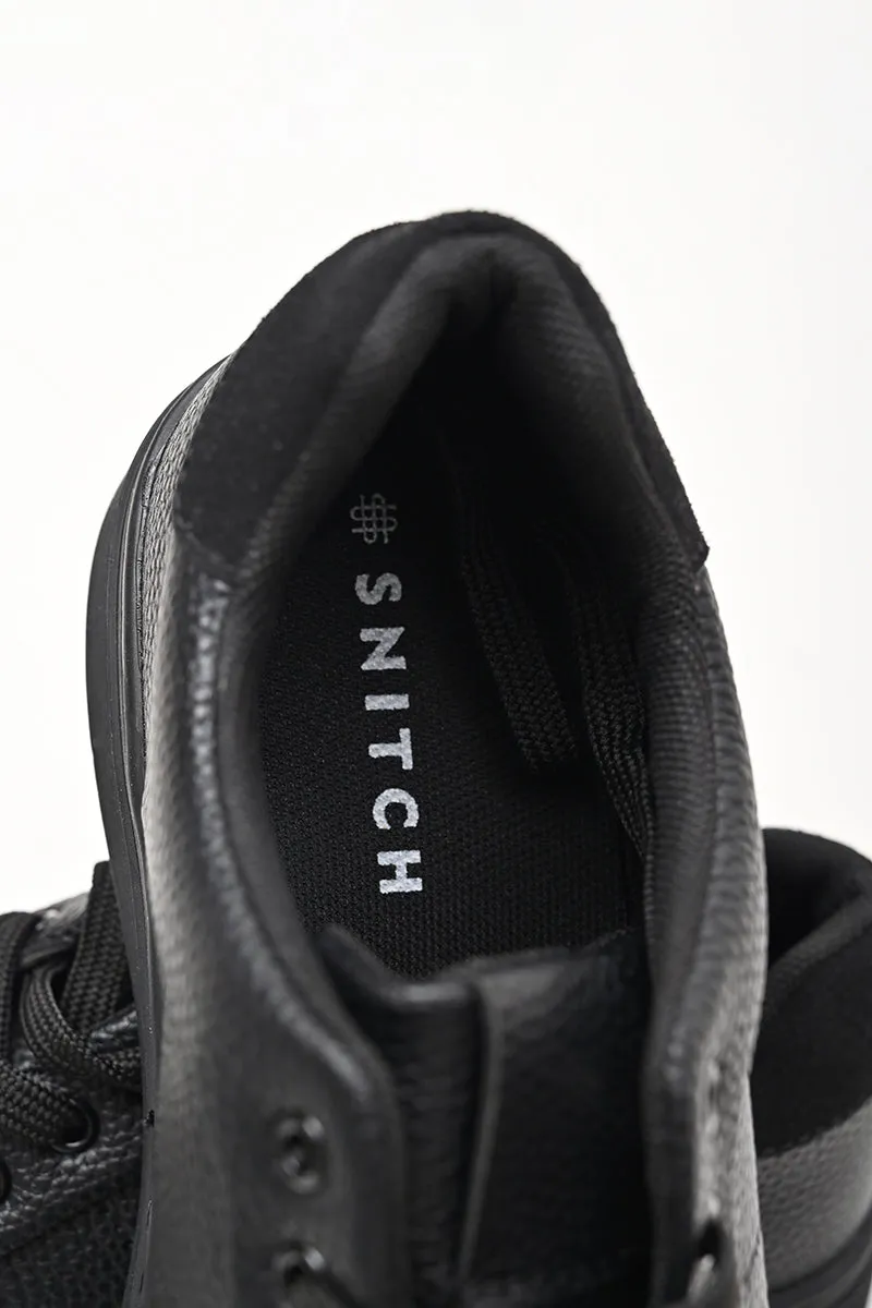 Black Textured Sneakers