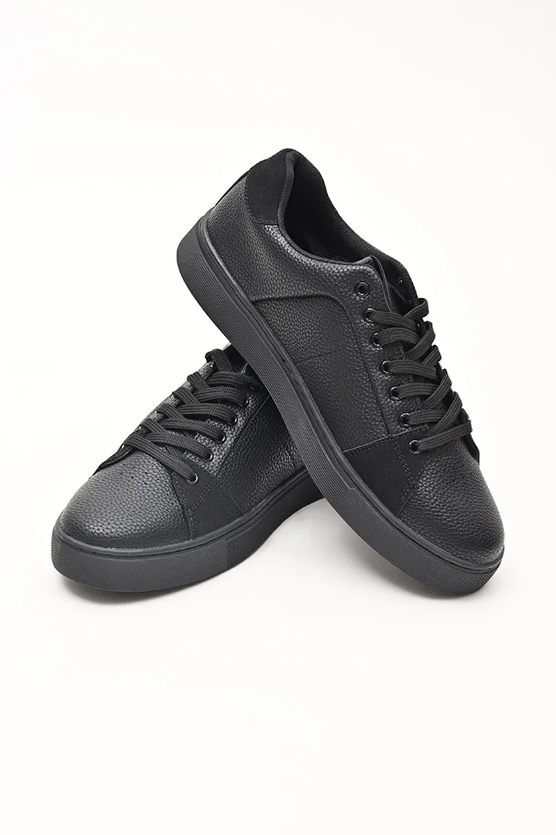Black Textured Sneakers