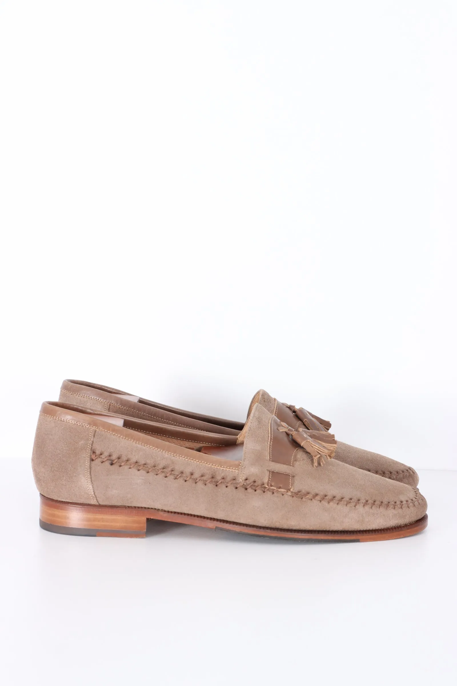 BRUNO MAGLI 'Newport' Brown Suede Tassel Loafers (10)