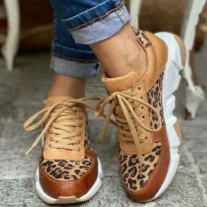 Casual Leopard Patchwork Sneakers