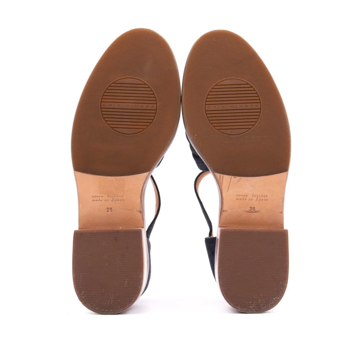 Chie Mihara Yuna Ankle Strap Flat Sandals Suede Blue Colour For Women