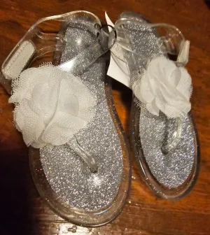 Clear jelly sandals With white flower - size Shoes:      10 & 10.5 (Little Kid)