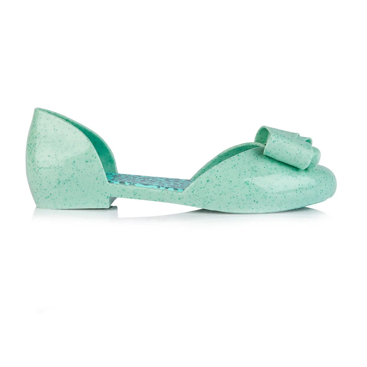 Coloko Blossom Pastel Green Marble Effect Open Waist Jelly Ballerina Pumps