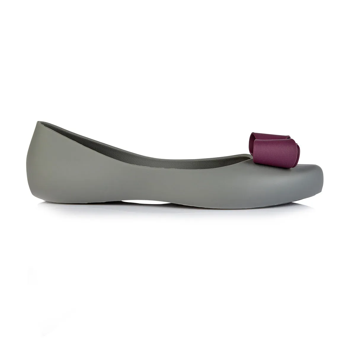 Coloko Calathea Grey Jelly Ballerina Pumps With Contrast Bow
