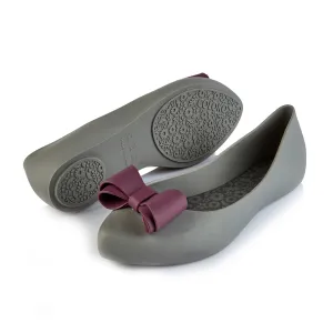 Coloko Calathea Grey Jelly Ballerina Pumps With Contrast Bow