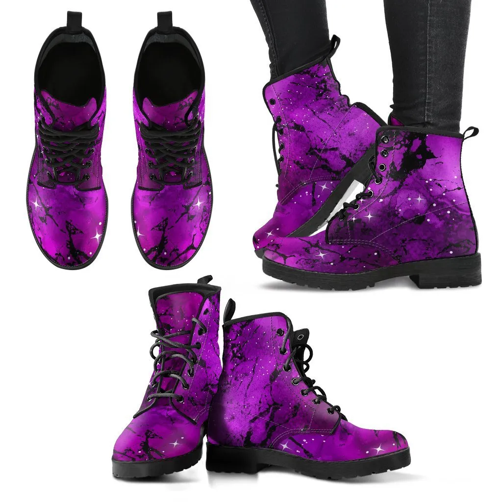 Combat Boots - Watercolor Marble Galaxy #4 | Custom Shoes, Women's Boots, Vegan Shoes, Vegan Leather, Hippie Boots, 90s Boots, Galaxy Shoes