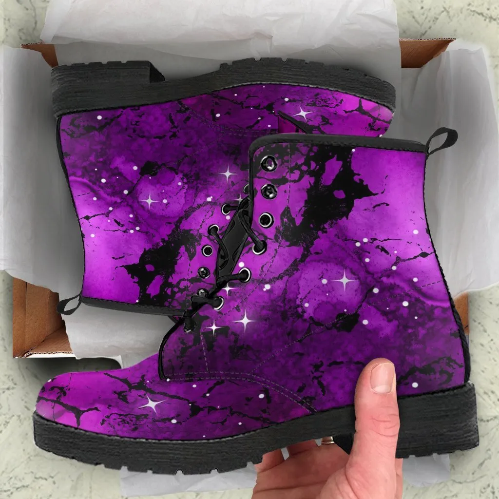 Combat Boots - Watercolor Marble Galaxy #4 | Custom Shoes, Women's Boots, Vegan Shoes, Vegan Leather, Hippie Boots, 90s Boots, Galaxy Shoes