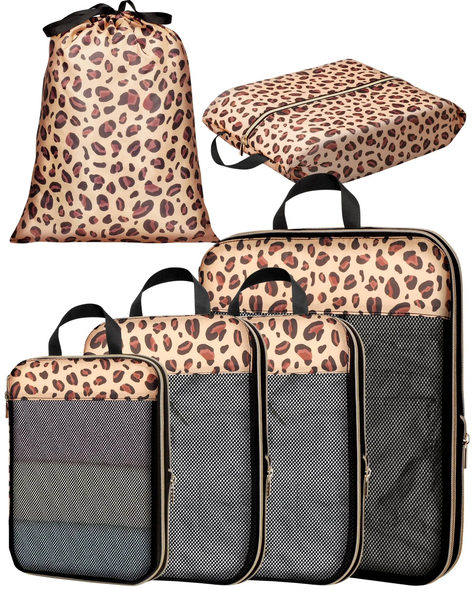 Compression packing cube for travel, Expandable suitcase organizer with mesh panel with shoe bag