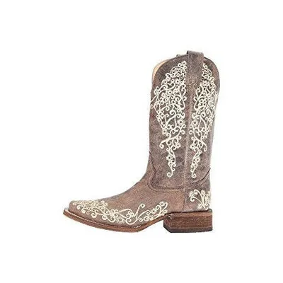 CORRAL BROWN CRATER BONE SQUARE TOE A2663