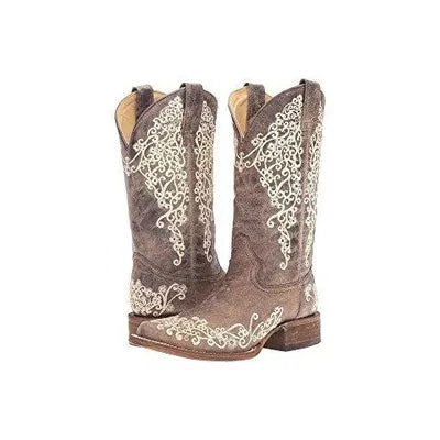 CORRAL BROWN CRATER BONE SQUARE TOE A2663