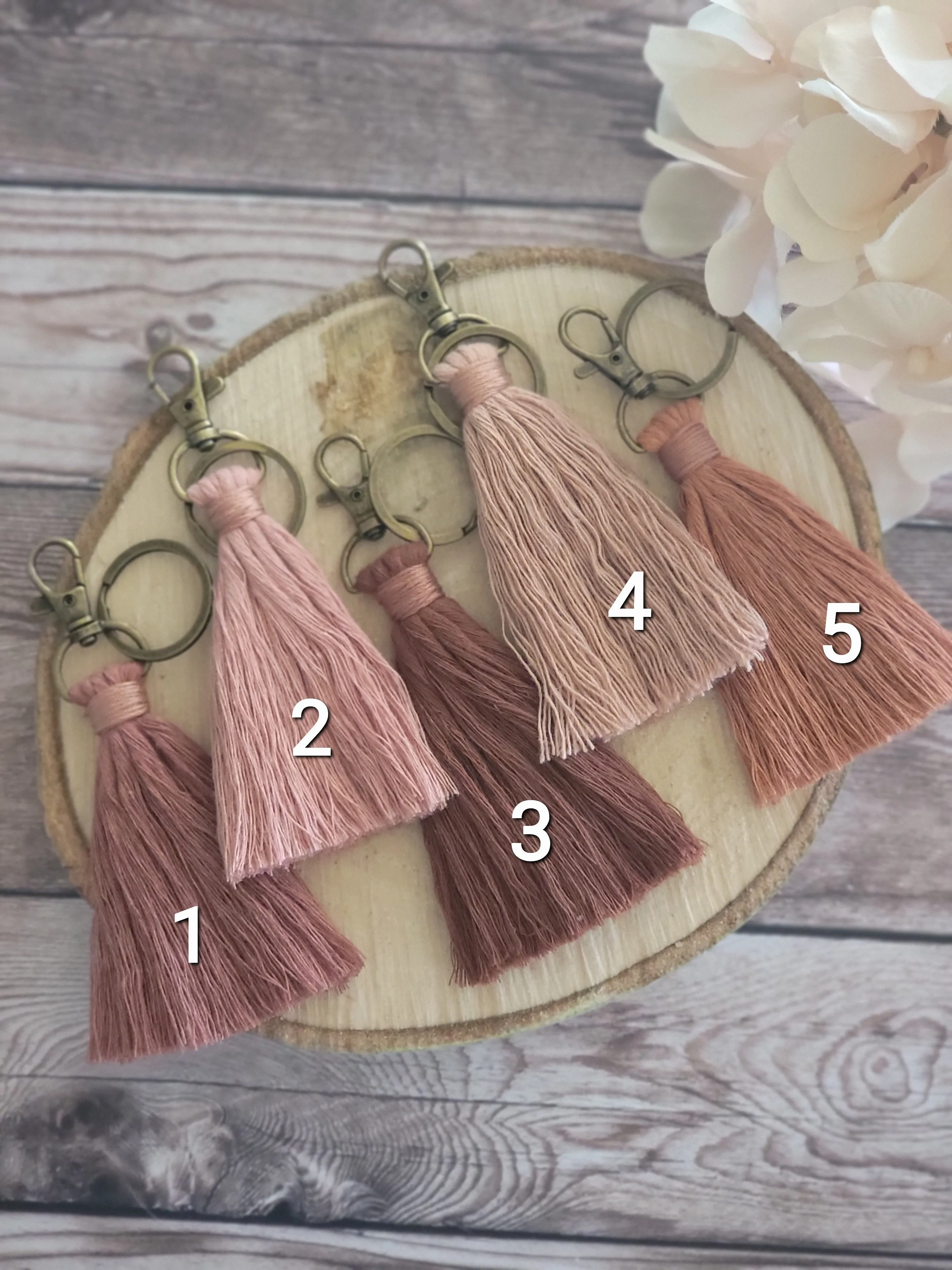 Cotton Macrame Cord Tassel Keychain or Bag Charm