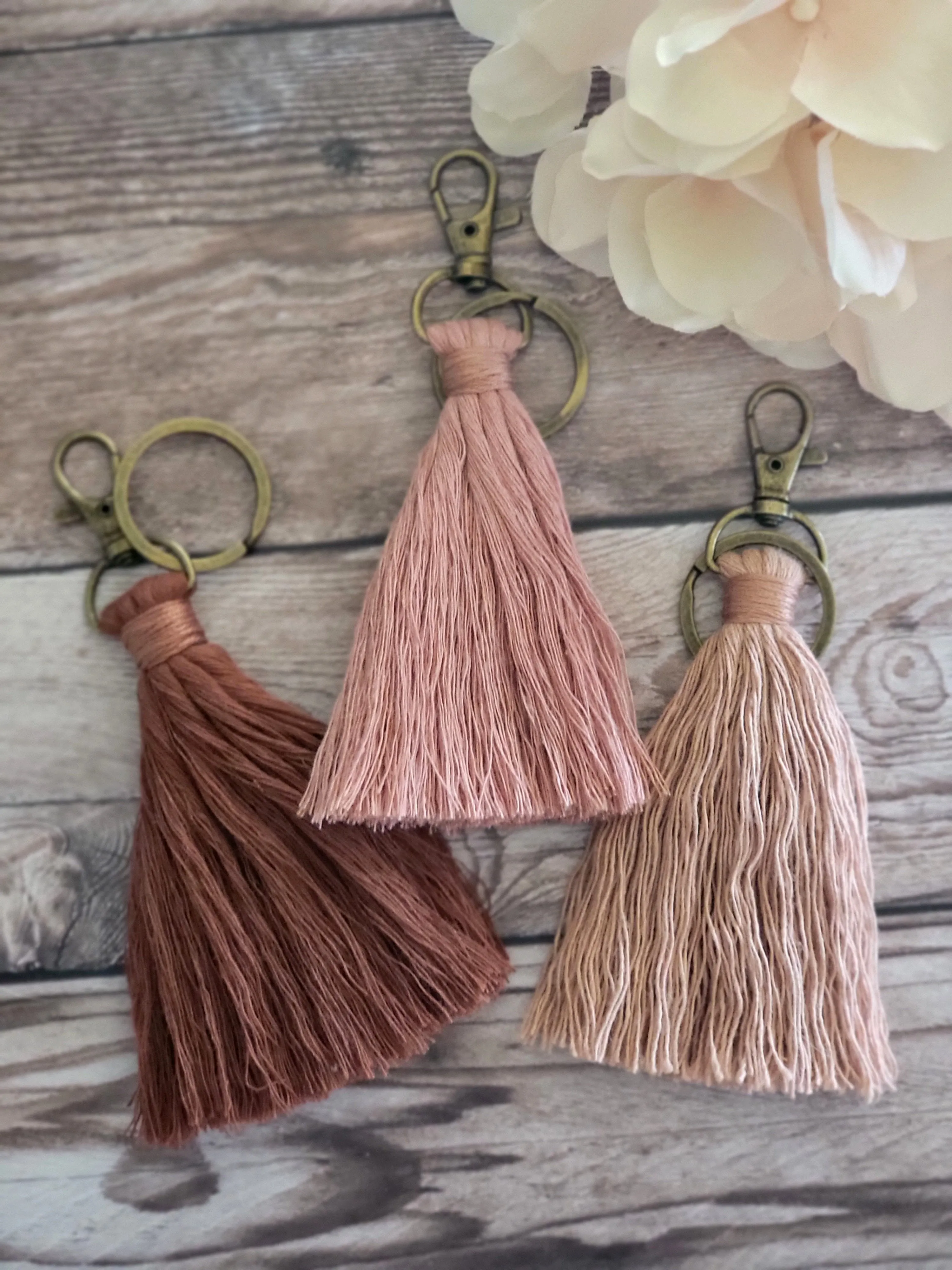 Cotton Macrame Cord Tassel Keychain or Bag Charm