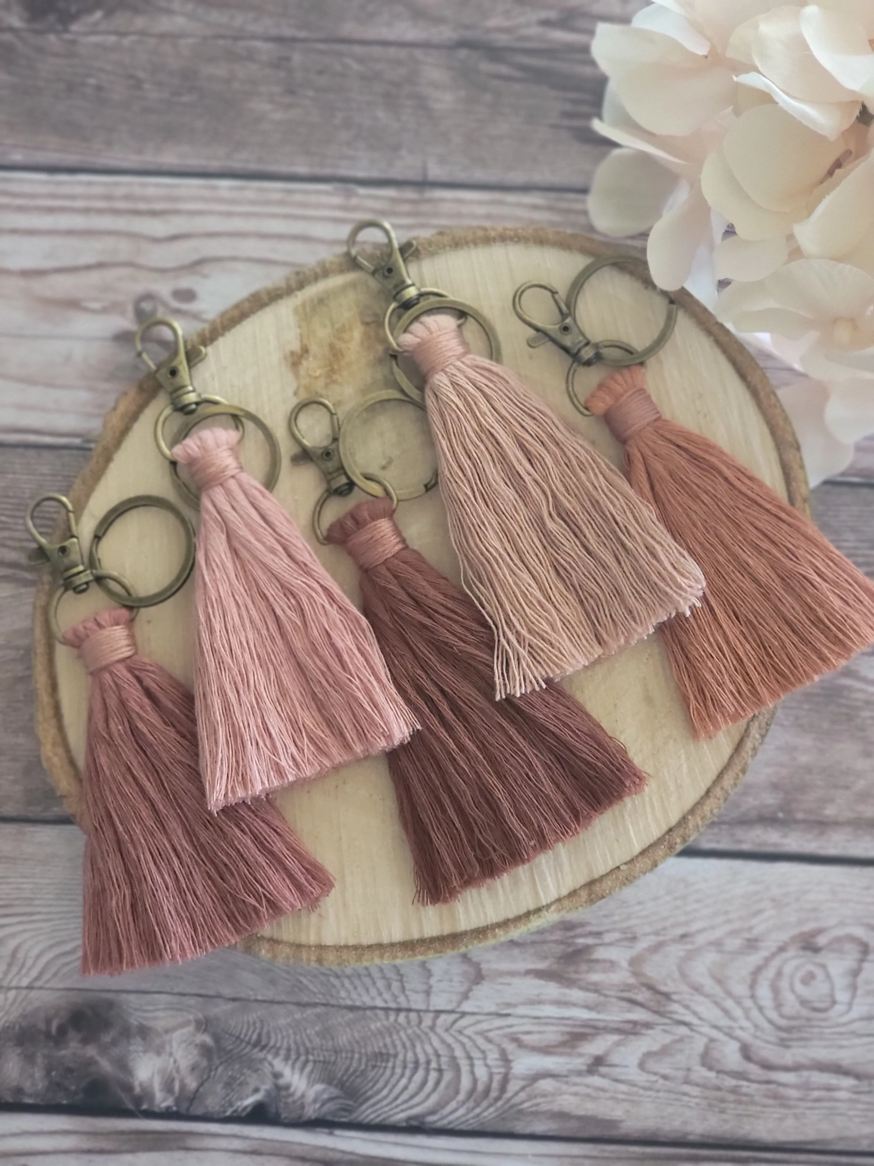 Cotton Macrame Cord Tassel Keychain or Bag Charm