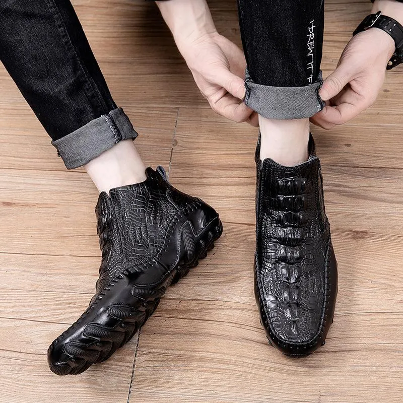 Crocodile leather casual sneakers