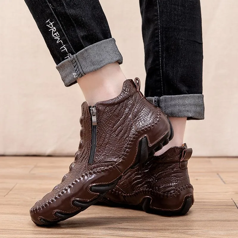 Crocodile leather casual sneakers