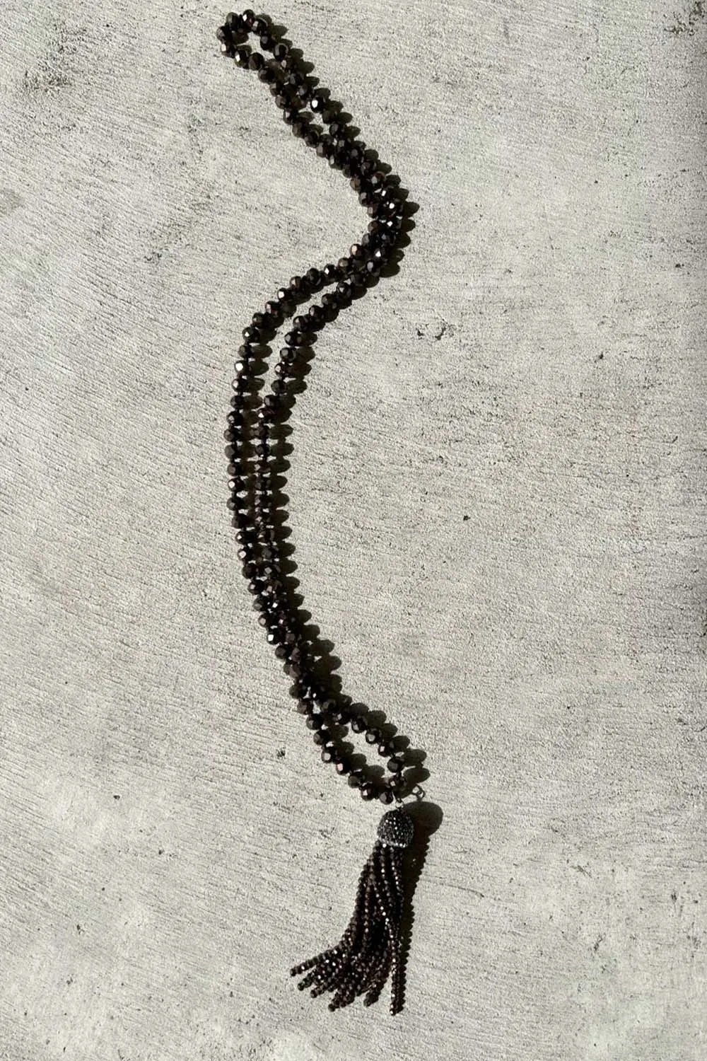 Crystal Tassel Necklace - Slate