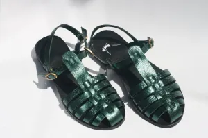 Dark Green - Black Sole - Fisherman Sandals
