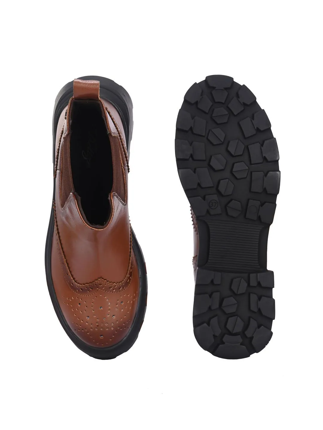 Delize Women Casual Block-Heeled Chelsea Boots and TPR Outsole.