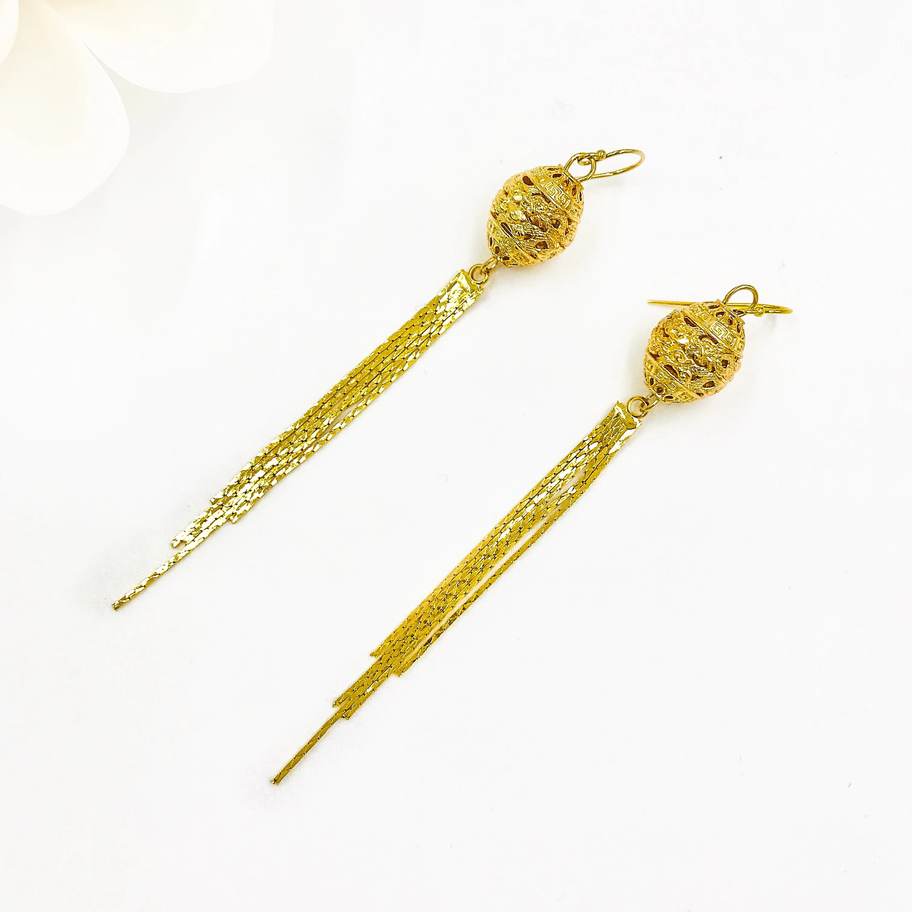 Dragon Princess Tassel Earrings Gold
