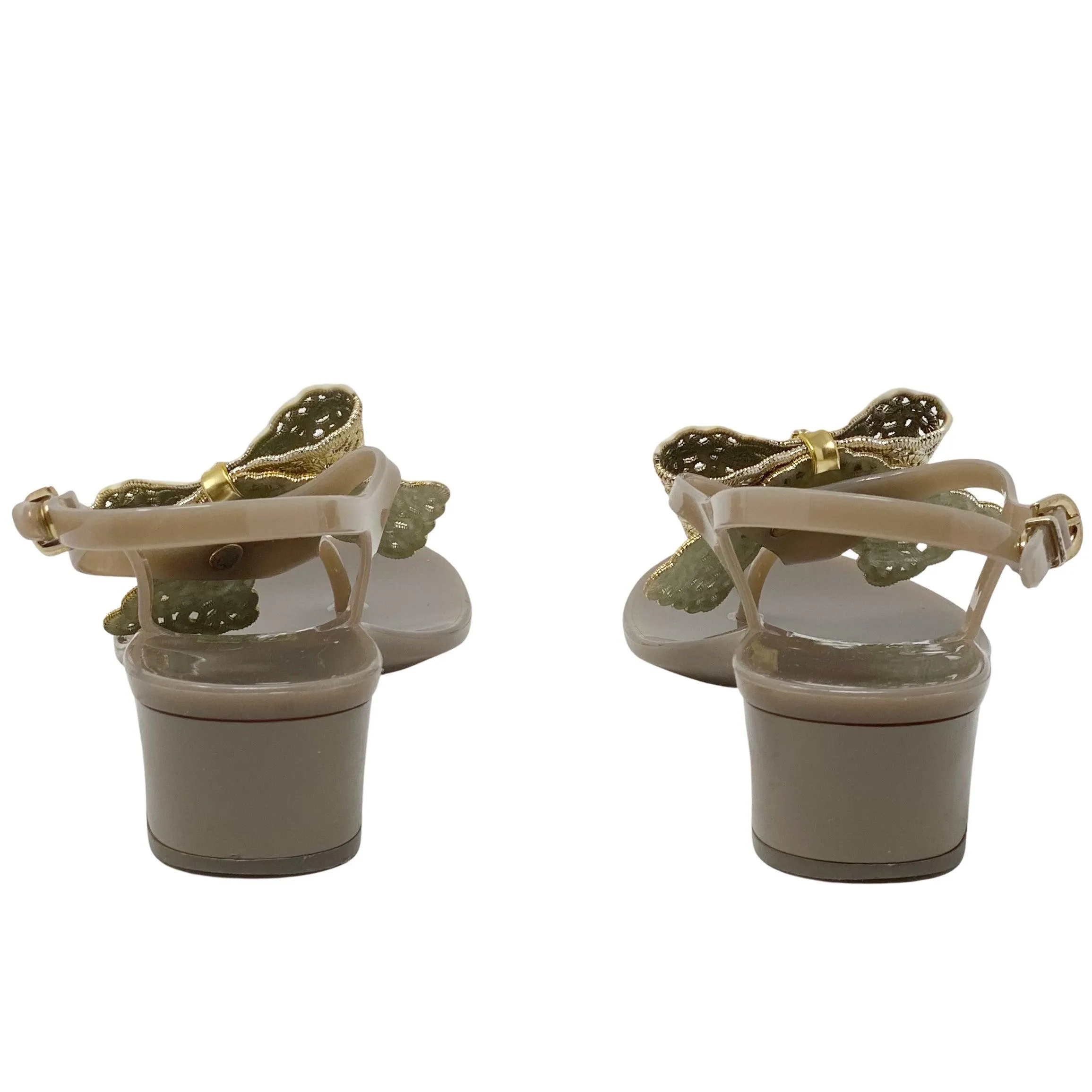 Ferragamo Gold Bow Jelly Sandals 7
