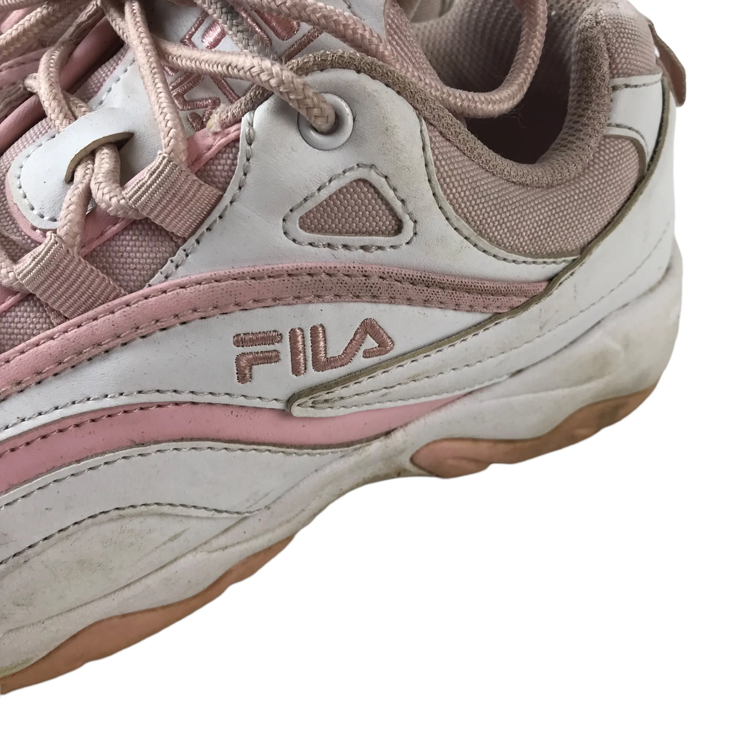 Fila trainers shoe size UK 5 pink and white with laces