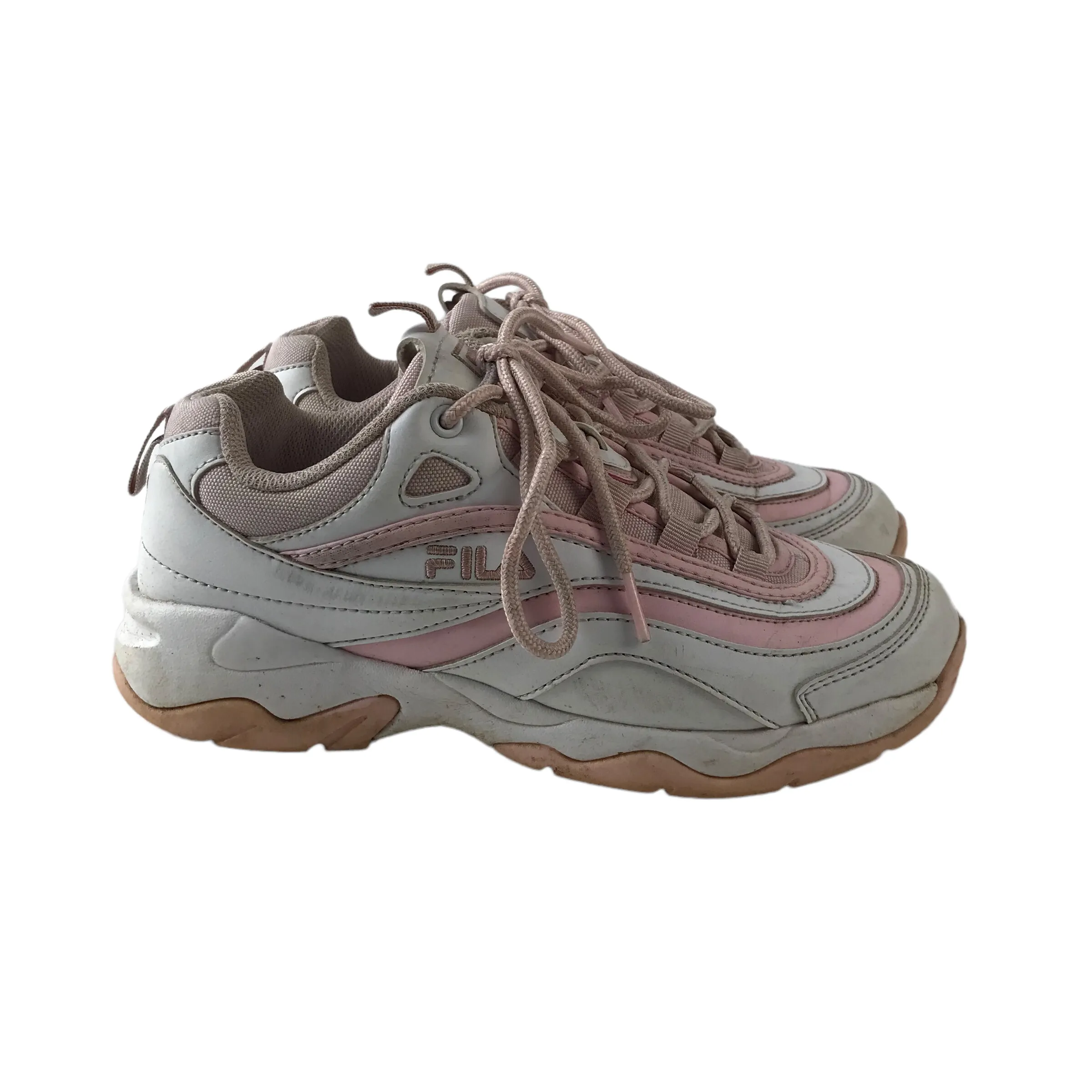 Fila trainers shoe size UK 5 pink and white with laces