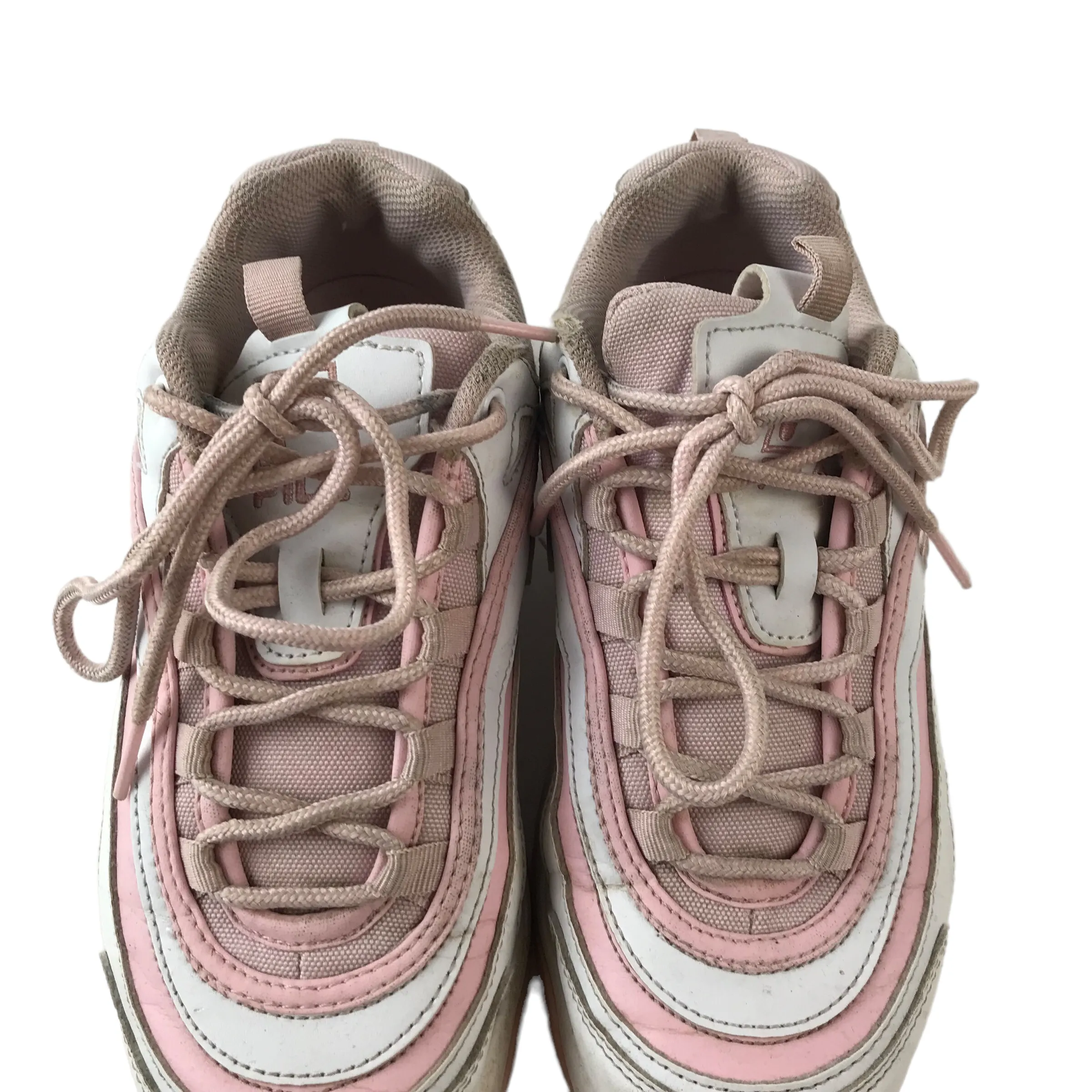 Fila trainers shoe size UK 5 pink and white with laces