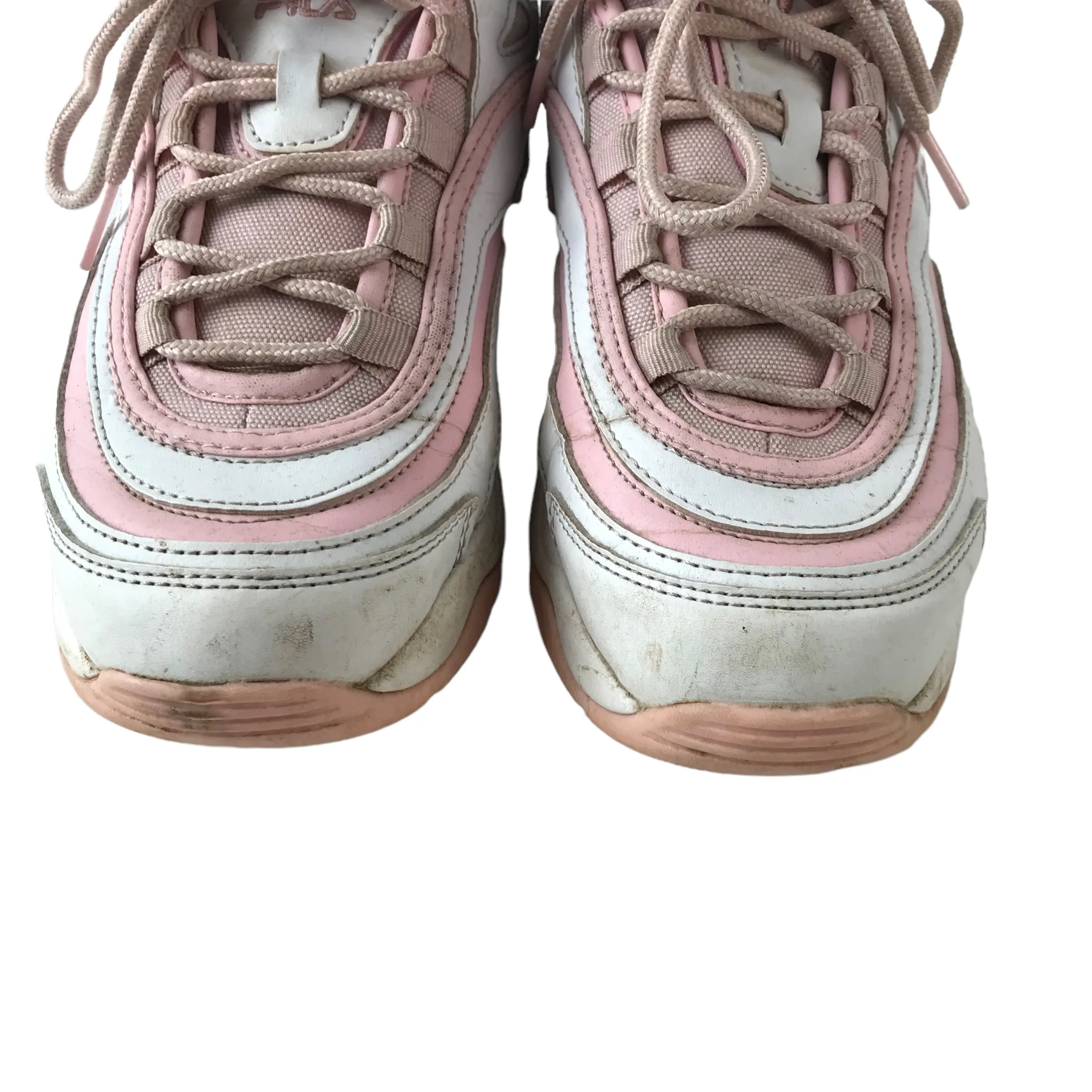 Fila trainers shoe size UK 5 pink and white with laces
