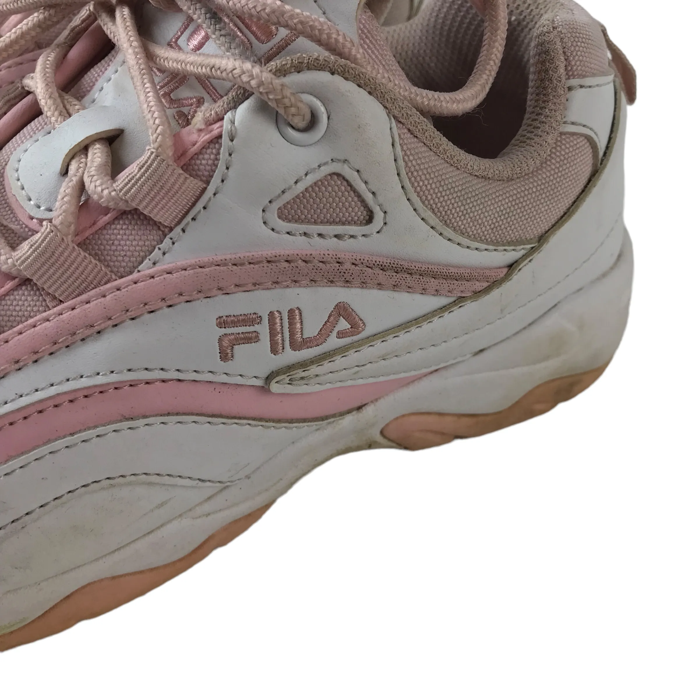 Fila trainers shoe size UK 5 pink and white with laces