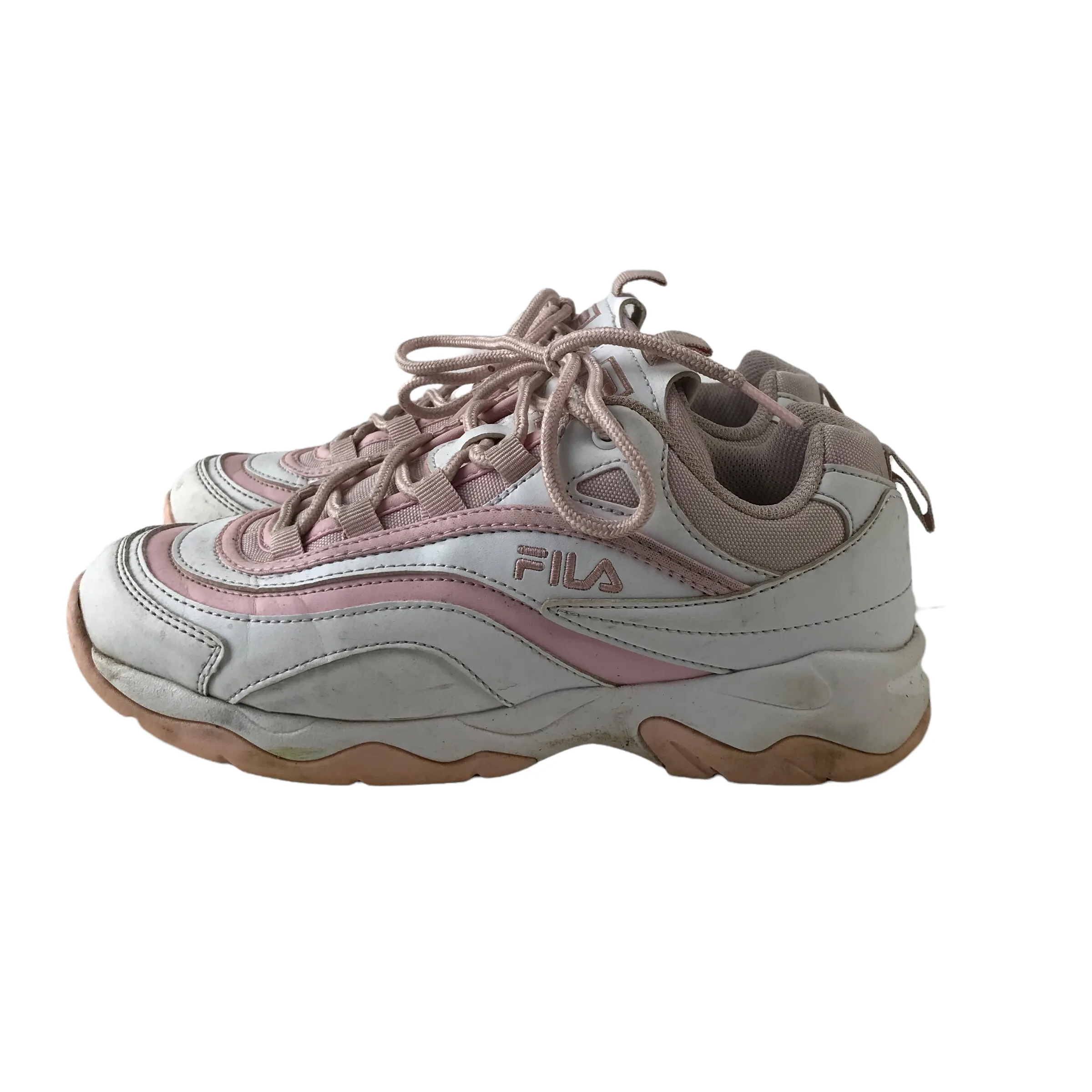 Fila trainers shoe size UK 5 pink and white with laces