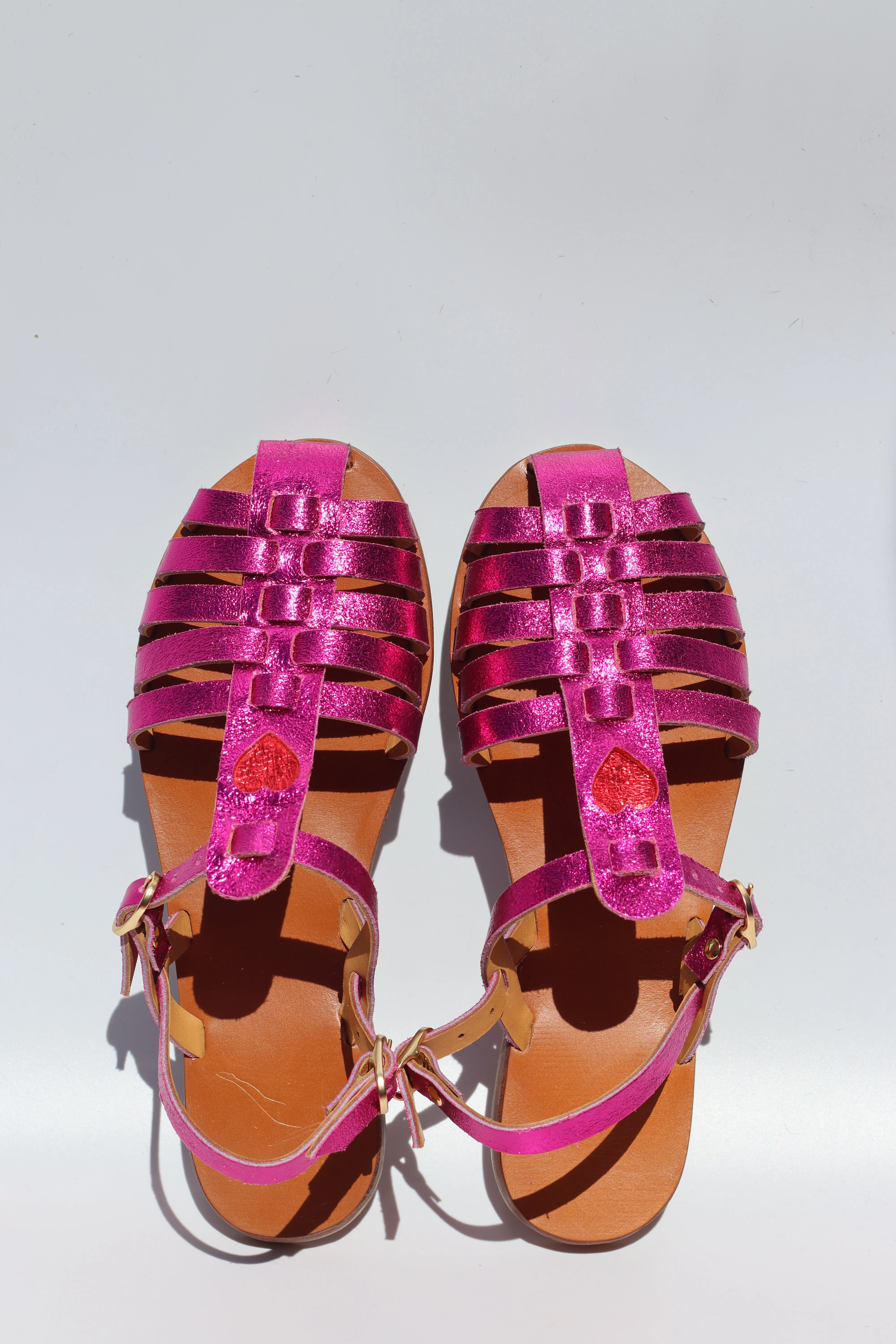 Flash Pink   Red Heart - Camel Sole - Fisherman Sandals