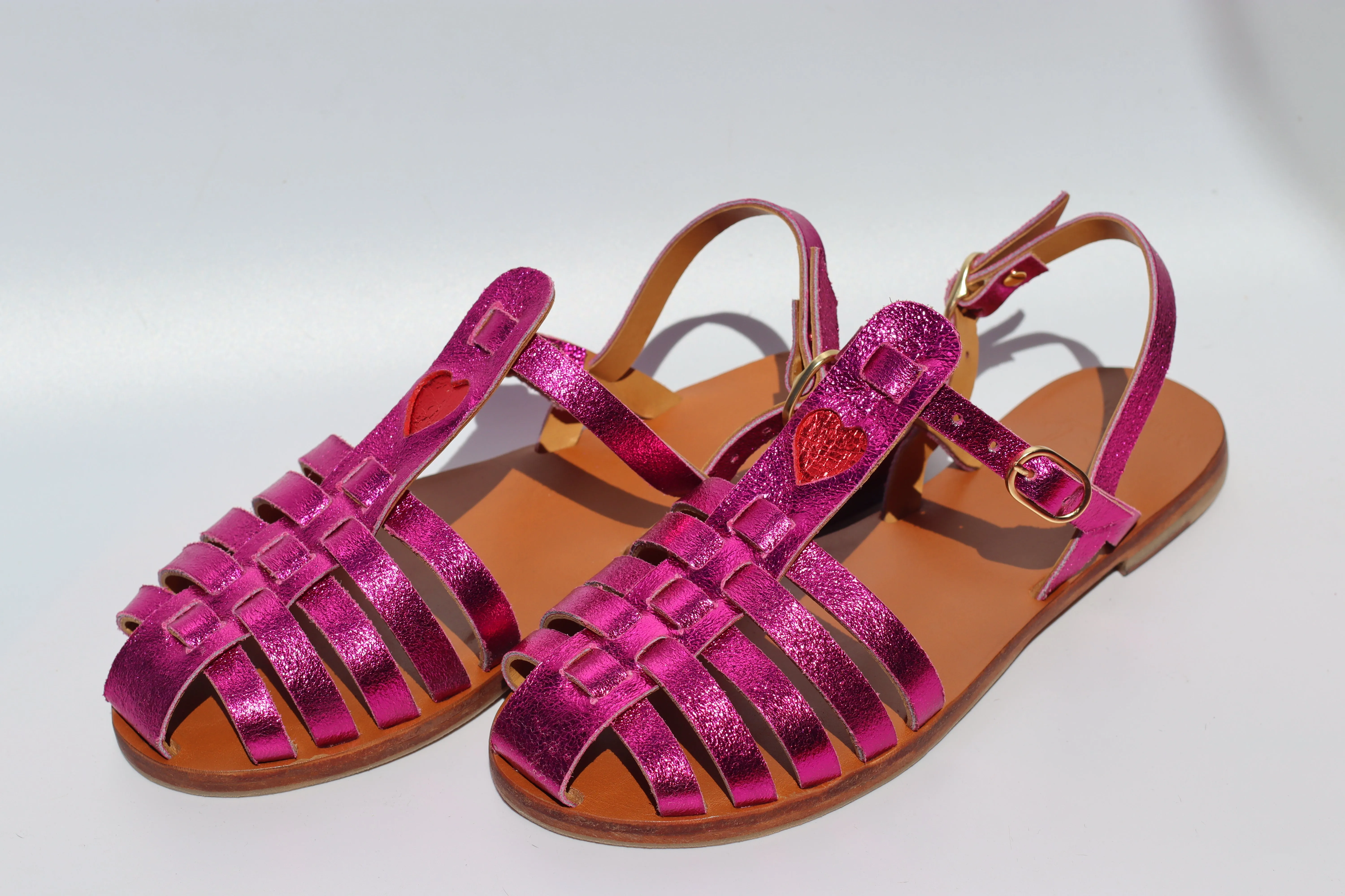 Flash Pink   Red Heart - Camel Sole - Fisherman Sandals