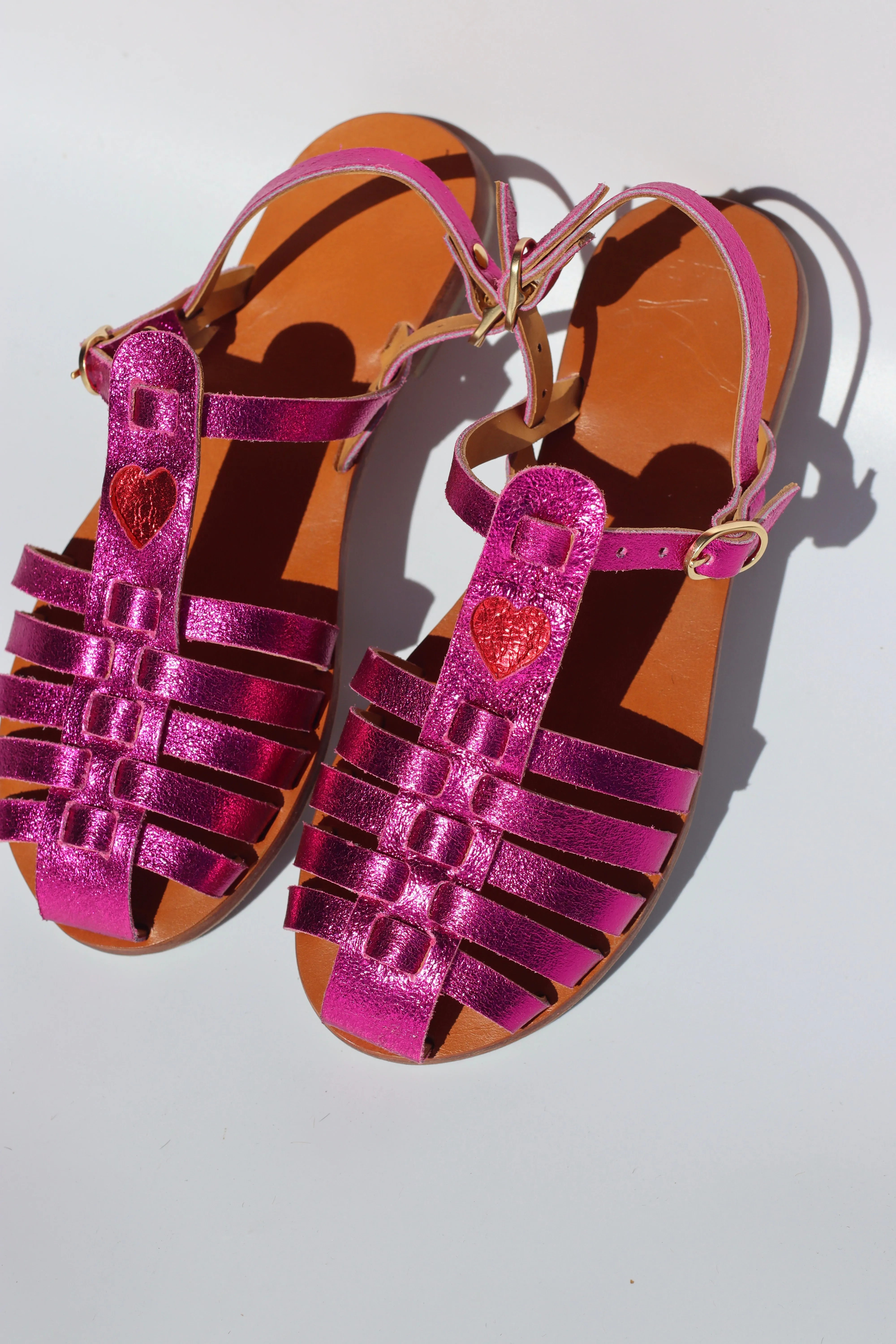 Flash Pink   Red Heart - Camel Sole - Fisherman Sandals
