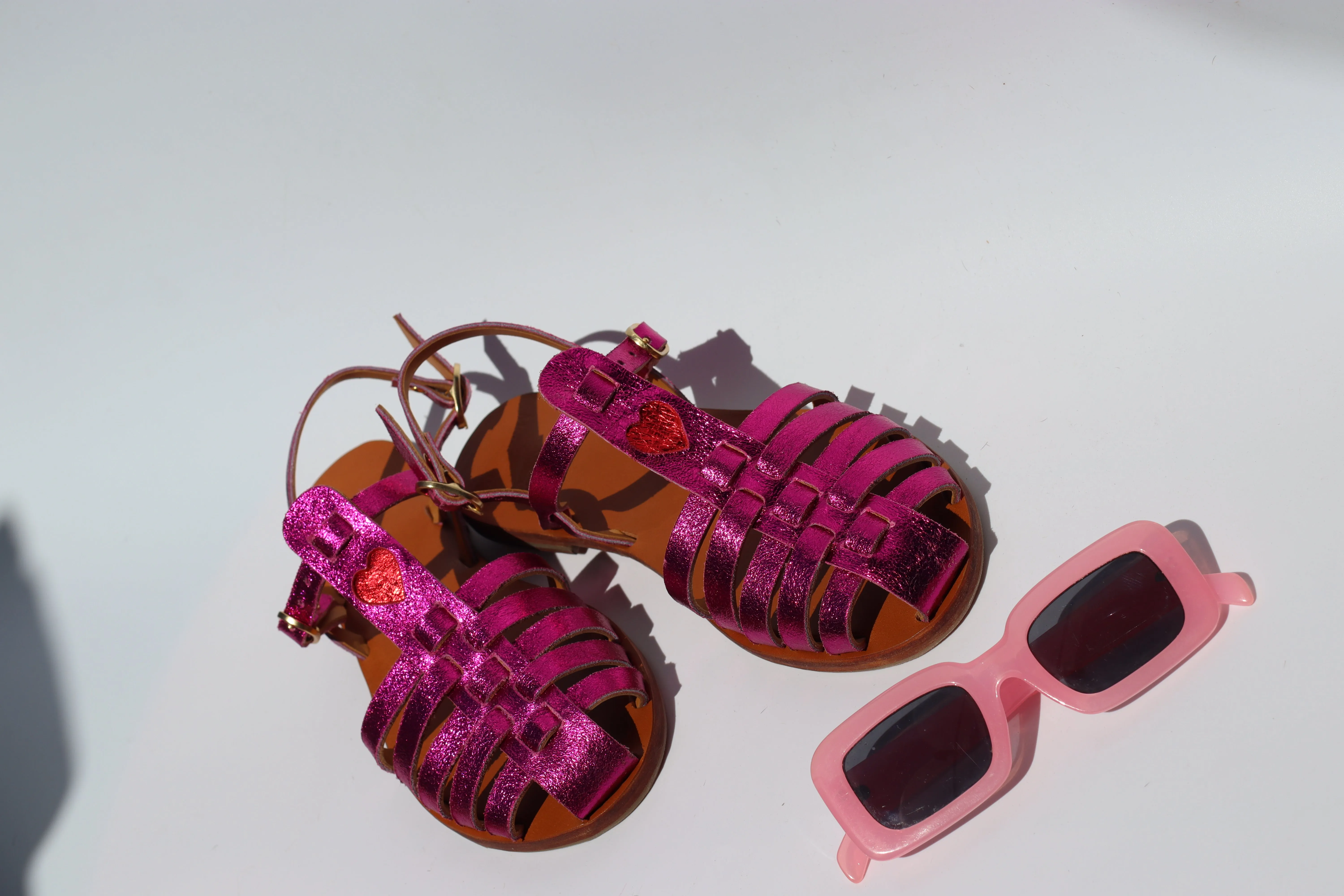 Flash Pink   Red Heart - Camel Sole - Fisherman Sandals