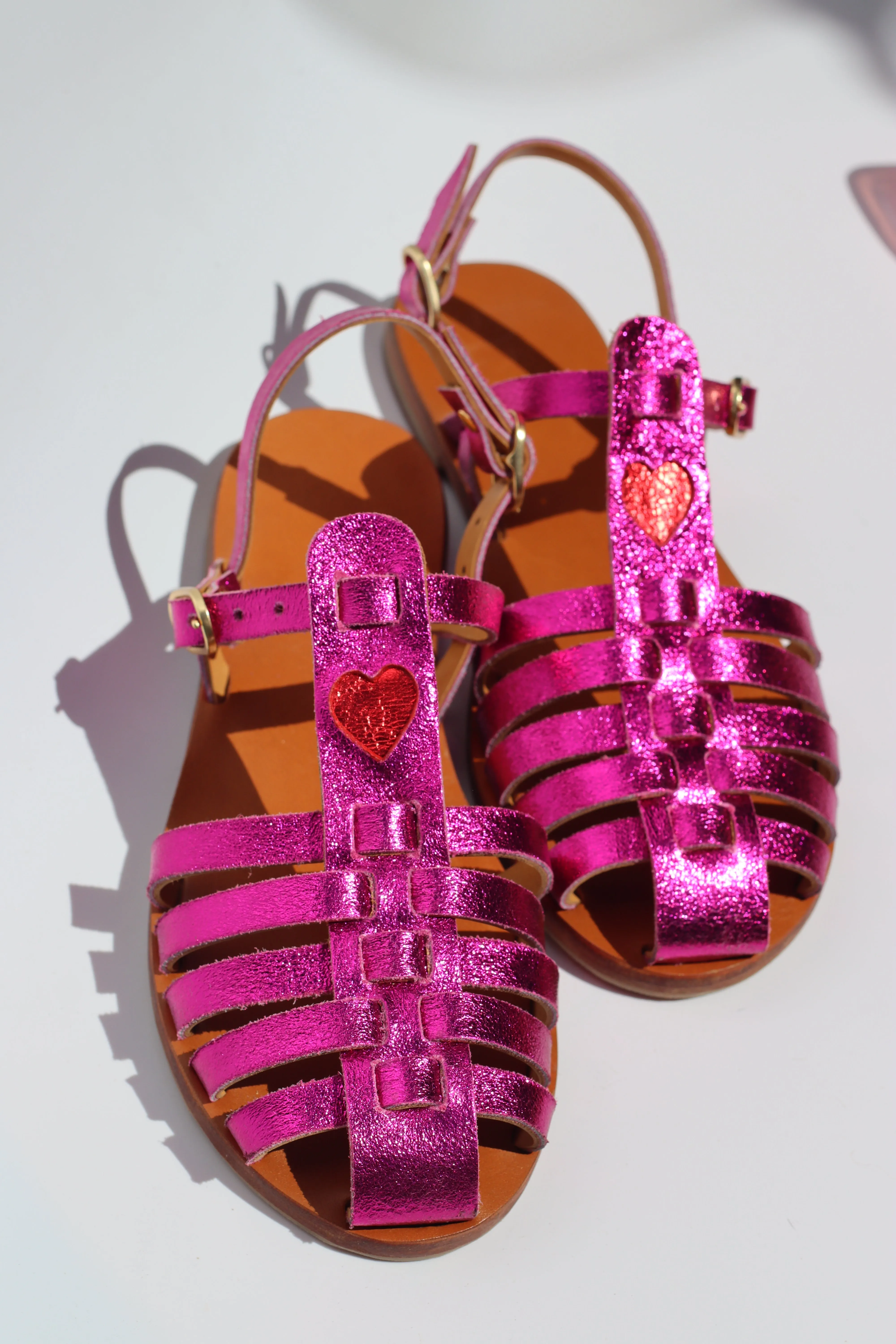 Flash Pink   Red Heart - Camel Sole - Fisherman Sandals