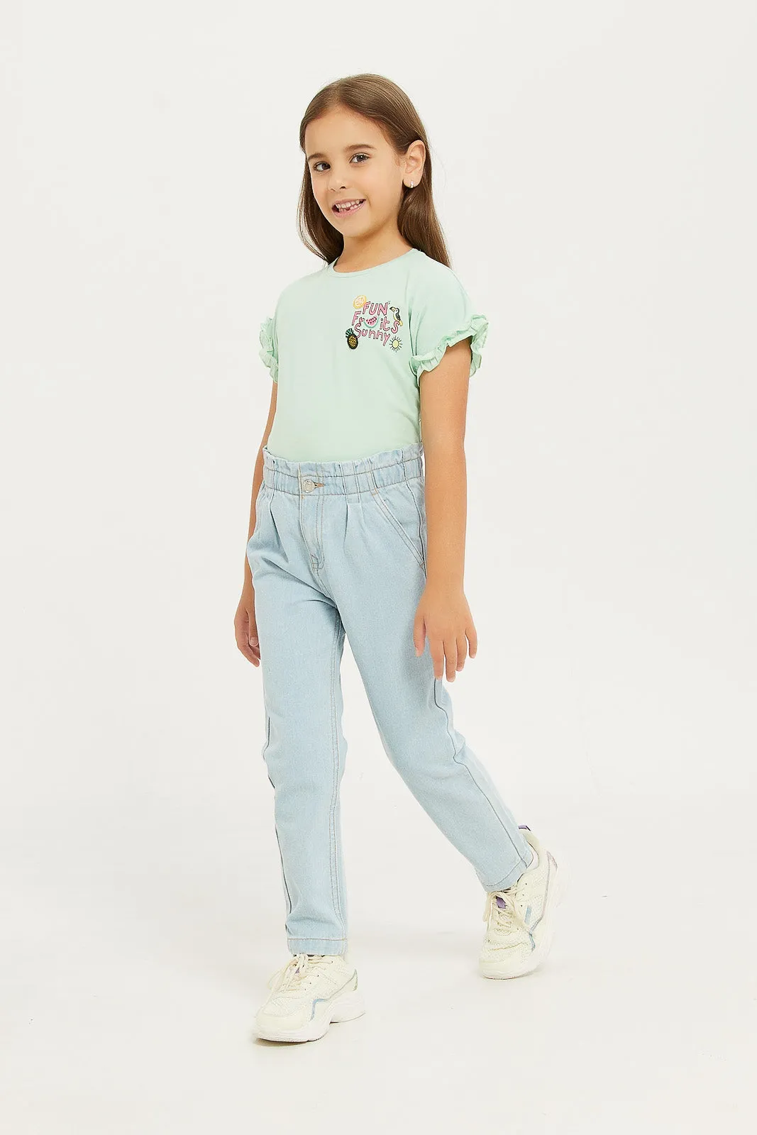 Girls Blue Baggy Jeans