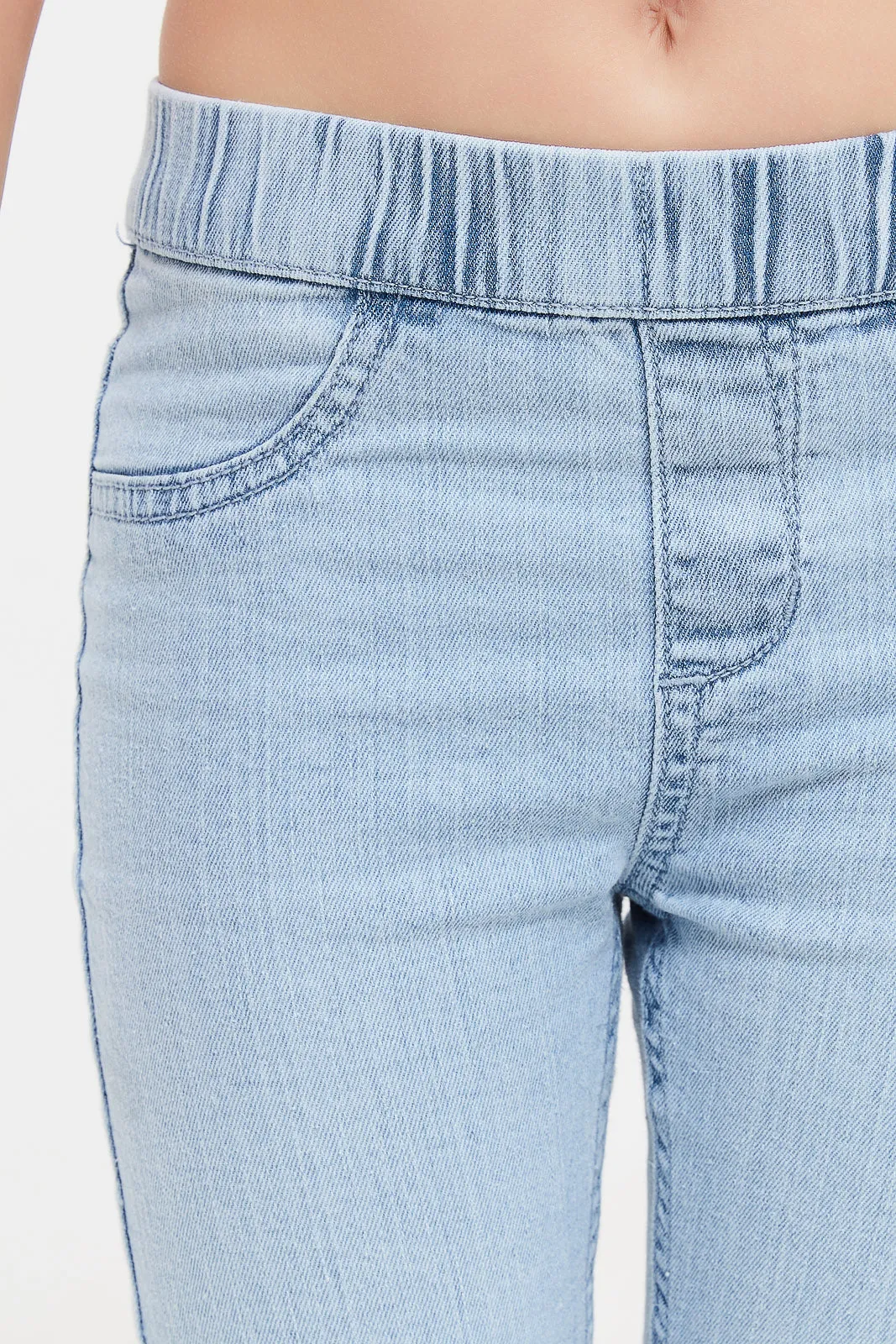 Girls Blue Knee Embellished Jeggings