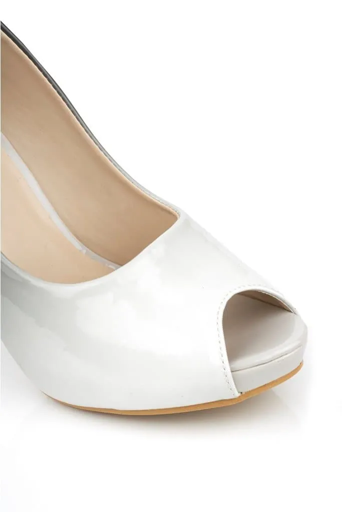 HoneyHoney Two Tone Peeptoe Court Shoe in White