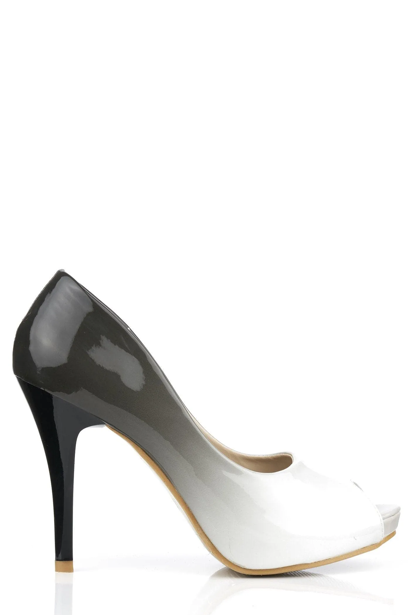 HoneyHoney Two Tone Peeptoe Court Shoe in White
